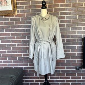 NWOT Tahari Holland Asymmetrical Zip Trench Coat Sz XL Sand Dune Tan Khaki